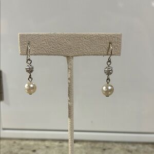 Elegant Pearl and Silver Drop Earrings